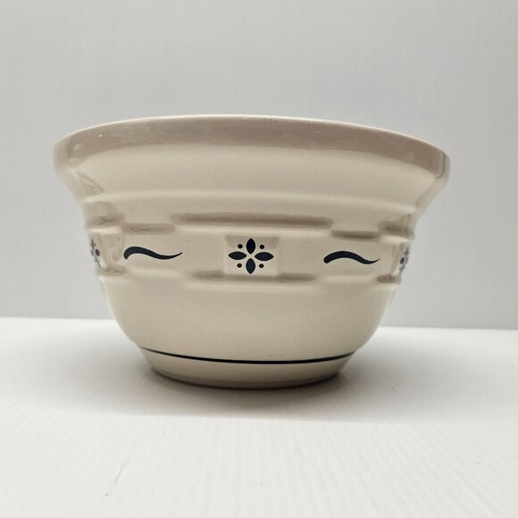 Longaberger Pottery Woven Traditions Classic Blue 8 Inch Mixing Bowl Squared Rim - Picture 2 of 4